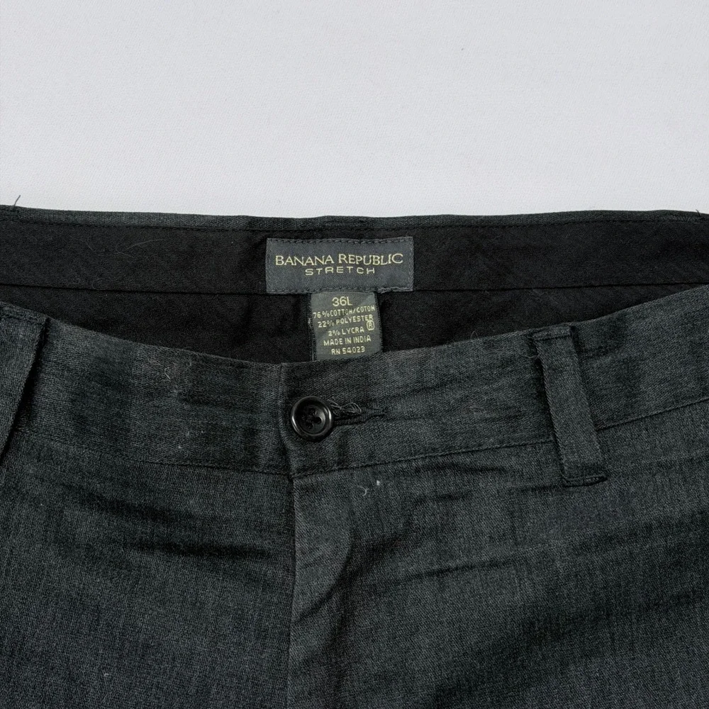 Banana Republic Stretch Chino Pants Mens 36L Dark Charcoal Gray Straight Leg